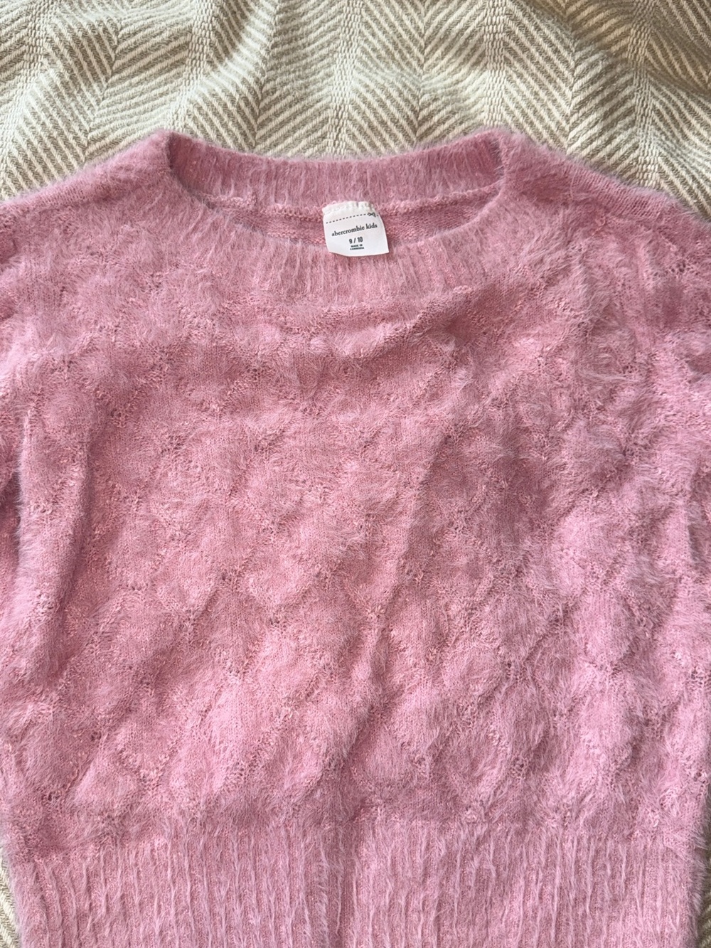 abercrombie kids Soft Pink Fuzzy Cable Sweater